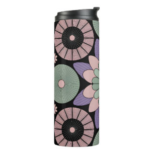 Garrafa Térmica Mandala Simetria Floral Pastel Retro