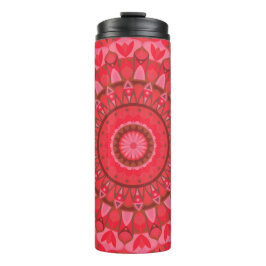 Garrafa Térmica Mandala Vermelha Boho Viagem Padrão Quente Design 