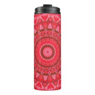 Garrafa Térmica Mandala Vermelha Boho Viagem Padrão Quente Design 