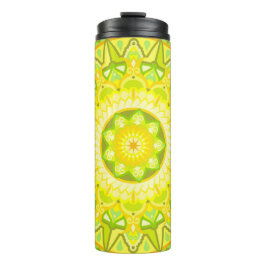 Garrafa Térmica Mandalala de Primavera Viagem Verde Amarelo Floral