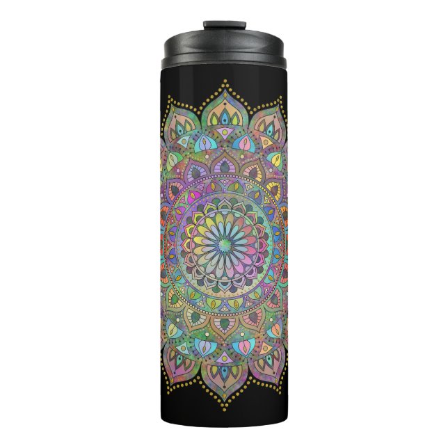 Garrafa Térmica Mandalas Coloridas com Estilo Indiano 1 (Frente)