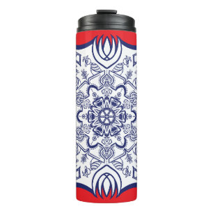 Garrafa Térmica Mandel Azul e Branco com Tumba Térmico de Criatura