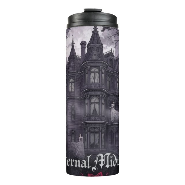 Garrafa Térmica Mansão Assombrada da Meia-Noite Eterna do Hallowee (Frente)