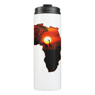 Garrafa Térmica Mapa Africano de Camisas T Do Sol Sul-Africano