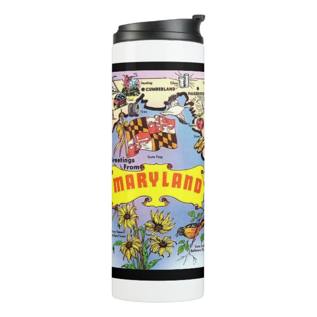 Garrafa Térmica Mapa Antigo de Maryland em Postal (Giro à esquerda)