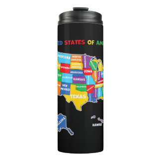 Garrafa Térmica Mapa colorido dos Estados Unidos da América com es