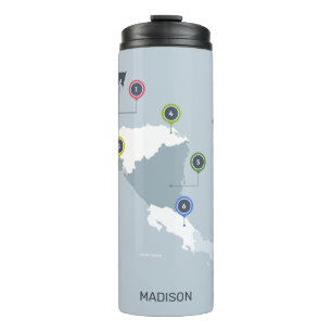 Garrafa Térmica Mapa da América Central de Nome Personalizado