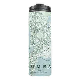 Garrafa Térmica Mapa da Cidade de Mumbai na Índia com Design Minim