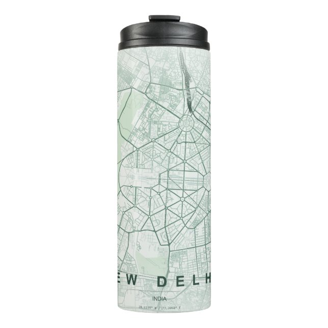 Garrafa Térmica Mapa da Cidade de Nova Deli na Índia em Design Min (Frente)