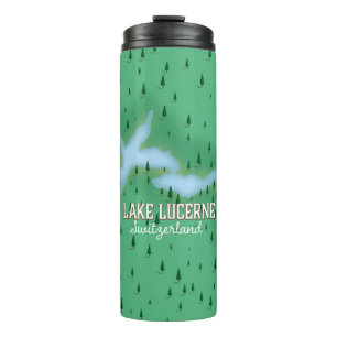 Garrafa Térmica Mapa de poster de viagens da Suiça do Lago Lucerne