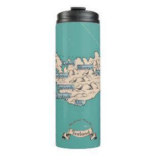 Garrafa Térmica Mapa de viagem ilustrado Islândia