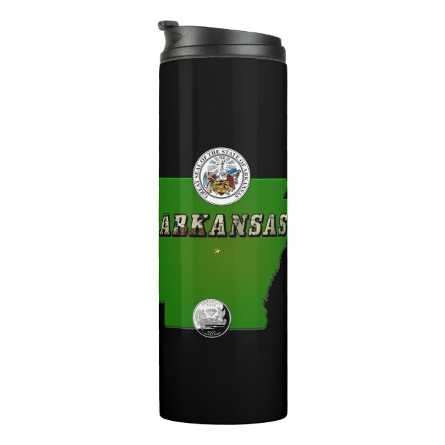 Garrafa Térmica Mapa do Arkansas, Selo e Quarto de Estado (Rotação à direita)