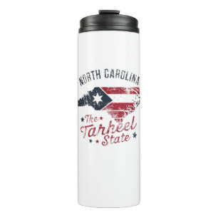 Garrafa Térmica Mapa do Estado de Tarheel na Carolina do Norte