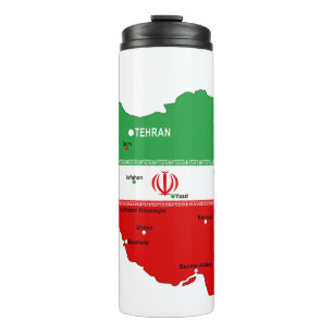 Garrafa Térmica Mapa do Irã com Bandeira e Emblema