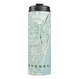 Garrafa Térmica Mapa Minimalista da Cidade de Chennai Índia