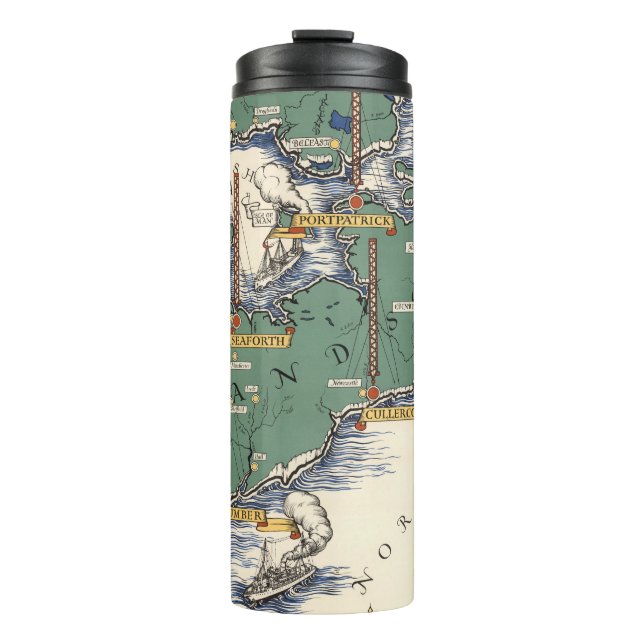 Garrafa Térmica Mapa sem fio das estações da estação de correios, (Frente)