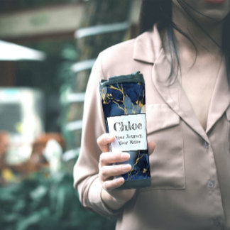 Garrafa Térmica Marble Blue&Dourado Sua Viagem, Suas Regras