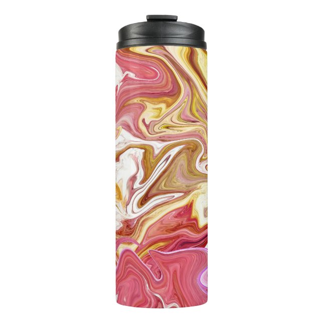 Garrafa Térmica Marble Magic: Design abstrato colorido (Frente)
