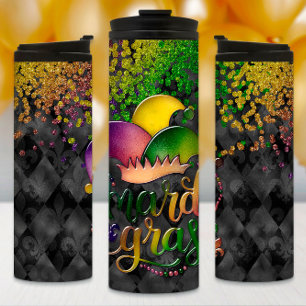 Garrafa Térmica Mardi Gras Tumbler, Colorida Jester Hat