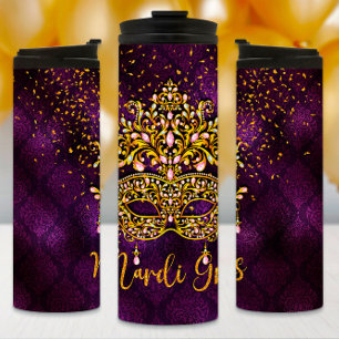 Garrafa Térmica Mardi Gras Tumbler, Mardi Gras Jeweled Mask