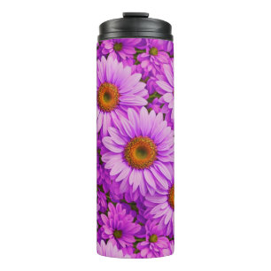 Garrafa Térmica Margarida floral magenta-rosa-escura elegante