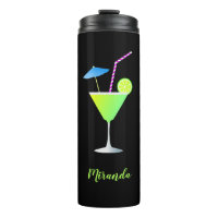 Margarita Cocktail Black Neon Name Thermal Tumbler