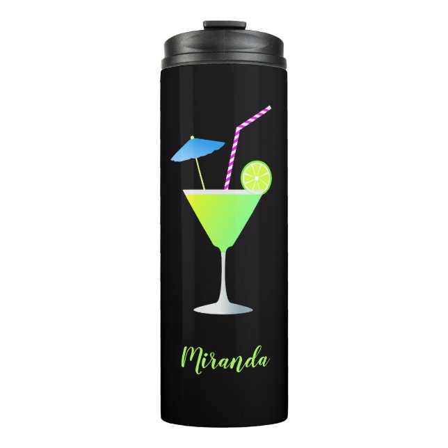 Garrafa Térmica Margarita Cocktail Black Neon Name Thermal Tumbler (Frente)