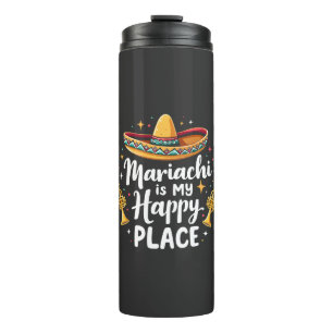 Garrafa Térmica Mariachi é o meu Lugar Feliz México Música Saxofon