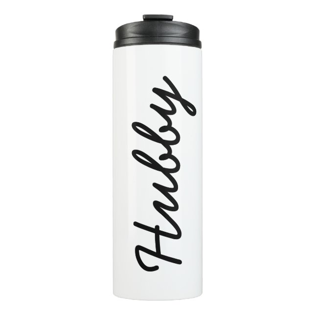 Garrafa Térmica Marido Hubby Legal Trendy Black White Simples (Frente)
