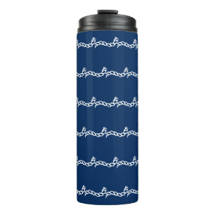 Garrafa Térmica Marinho Blue White rope waves