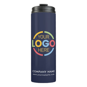 Garrafa Térmica Marinho com marca moderna Logotipo comercial azul
