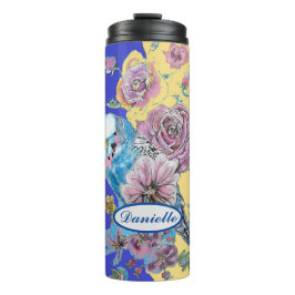 Garrafa Térmica Marinho floral de Rosa Watercolor do Bugerigar Azu