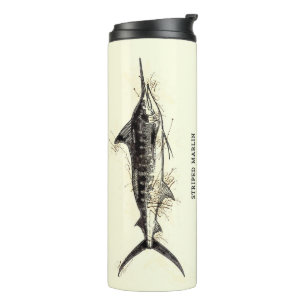 Garrafa Térmica Marlin Vintage Pescador Gift Idea Trabalho de arte