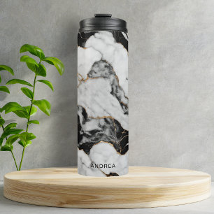 Garrafa Térmica Mármore Preto Dourado Personalizado