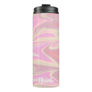 Garrafa Térmica mármore rosa elegante, bonito na moda, moderno