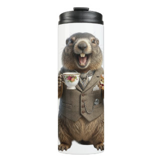 Garrafa Térmica Marmota Bebendo Chá