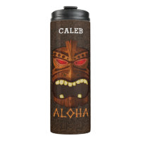 Máscara Tiki de Madeira Antiga Nome Personalizado