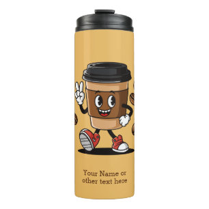 Garrafa Térmica Mascote de Café de Texto Personalizado