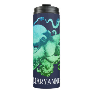 Garrafa Térmica Matiz brilhantes náuticas polvo & nome do oceano