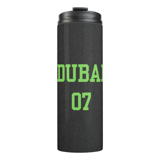 Garrafa Térmica Matte Preto Varsity Dubai 07 (Frente)