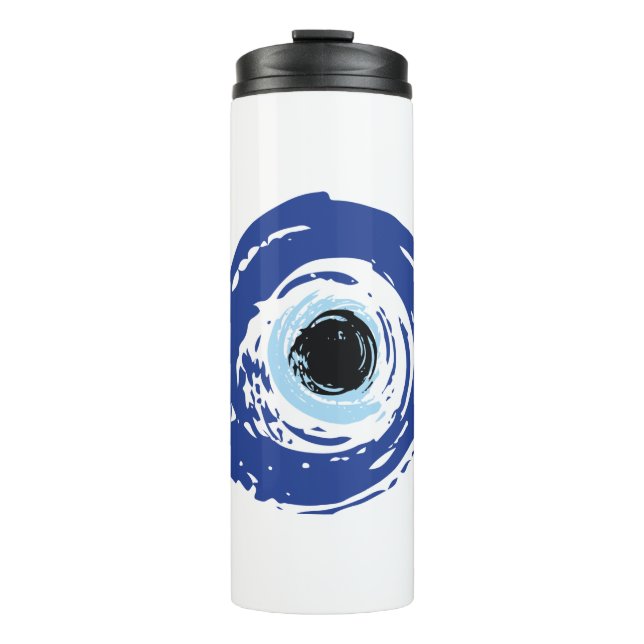 Garrafa Térmica Mau Olho Artístico Azul Grego (Frente)