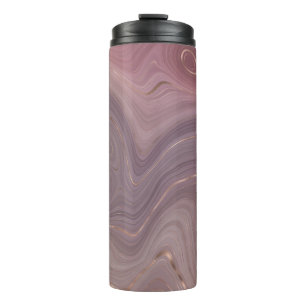 Garrafa Térmica Mauve Strata Cinza-rosa poeirento e agato Dourad