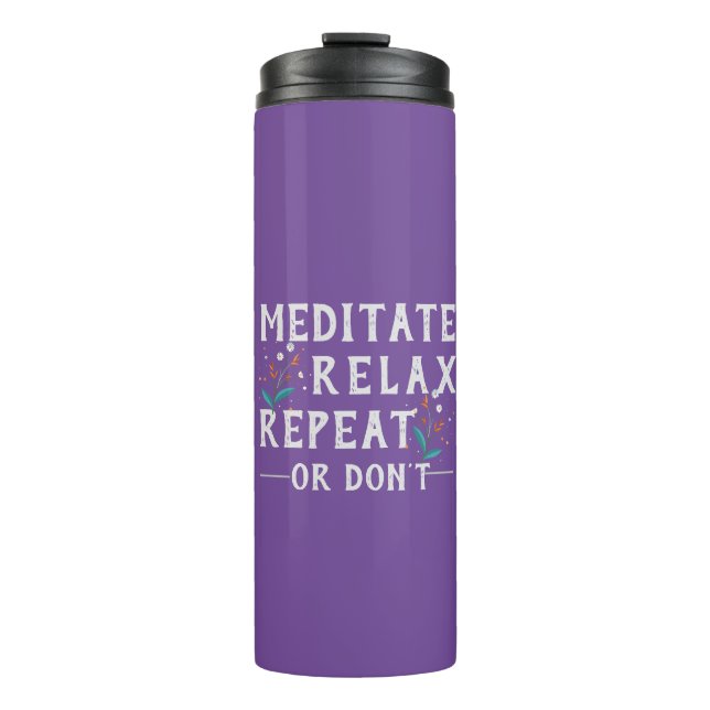 Garrafa Térmica Meditação Funny Mantra | Yoga Roxo (Frente)