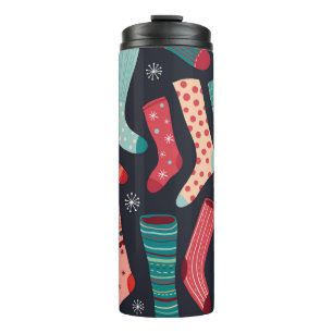 Garrafa Térmica Meias de inverno coloridas, padrão perfeito.