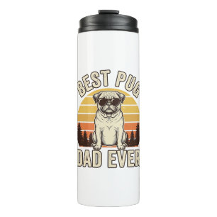 Garrafa Térmica Melhor Design de Camiseta Vintage Pug do Papai Pug