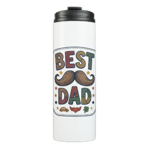 Garrafa Térmica Melhor Design de Pai Bigode Vintage Vector Pai_1