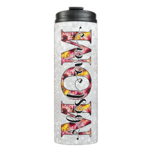 Garrafa Térmica Melhor Mãe, Amarelo Rosa, Floral