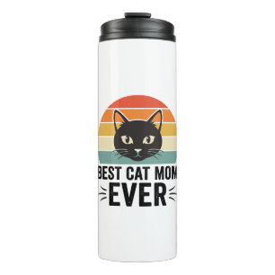 Garrafa Térmica Melhor Mãe de Gato de Todos os Tempos Design Retro