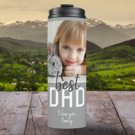 Garrafa Térmica Melhor Pai Foto de Cinza Moderna Dia do Pai