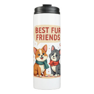 Garrafa Térmica Melhores Amigos de Pelos Vintage Gato e Cachorro C